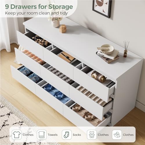 Modern 9 Drawer Dresser for Bedroom, Simply Chest of Drawers, view 5