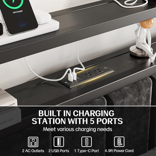 Modern Bed Frame with Lights and Charging Station, view 5