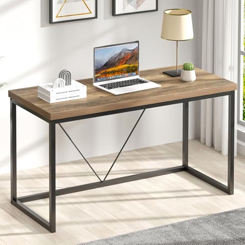 Modern Home Office Desk, Rustic Wood and Metal Computer Desks, view 2
