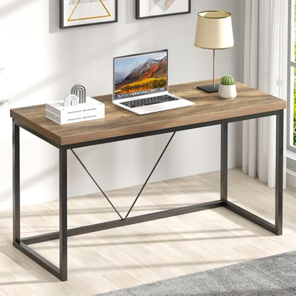 Modern Home Office Desk, Rustic Wood and Metal Computer Desks, view 2