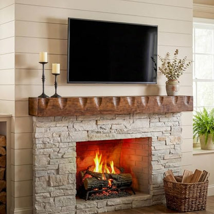 63" Solid Wood Floating TV Stand for TVs Up to 75", Rustic Brown, view 6
