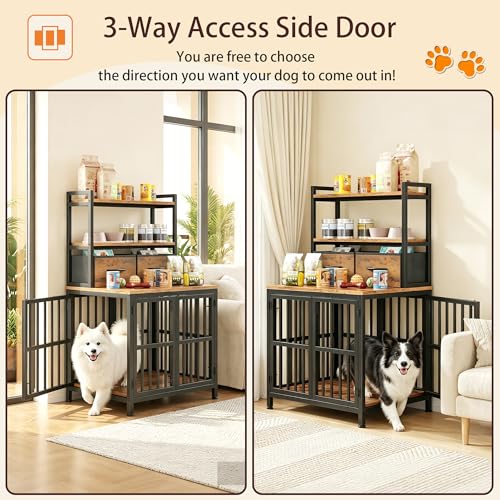 25.5" W Dog Crate Furniture with Drawer & Shelf, 43.7" H, view 5