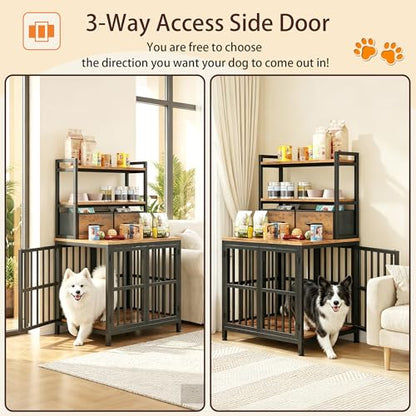 25.5" W Dog Crate Furniture with Drawer & Shelf, 43.7" H, view 5