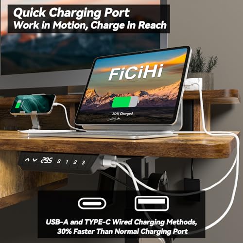 Adjustable Height Standing Desk with 4 Drawers,63 x 30 inches Electric Sit Stand Home Office Desk with Two Tiers, 3 Memory Presets, Monitor Stand Riser, USB A/C Charging Port
