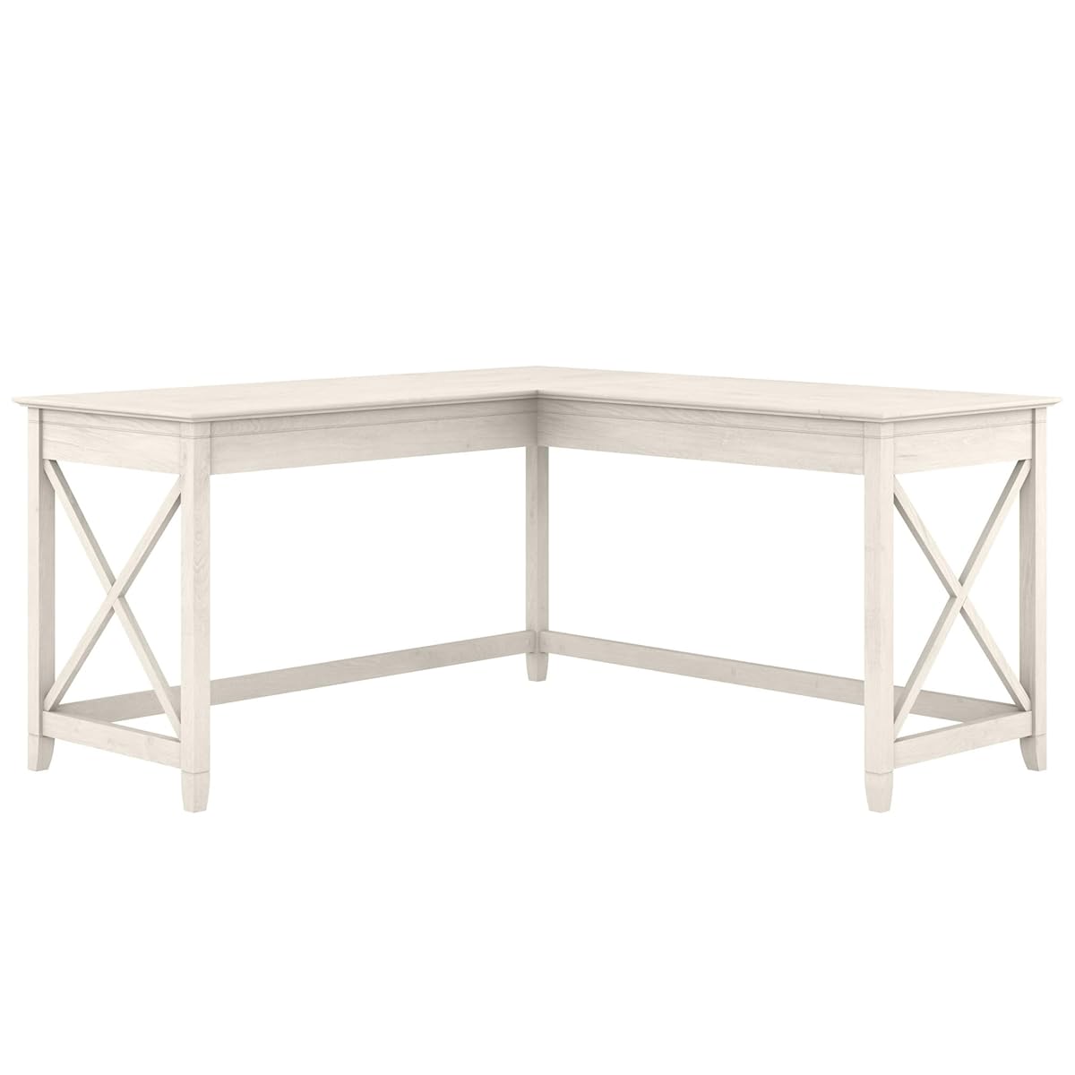Key West 60W Modern Farmhouse L Shaped Desk in Linen White Oak, 60-Inch Corner Computer Table for Home Office Workspace