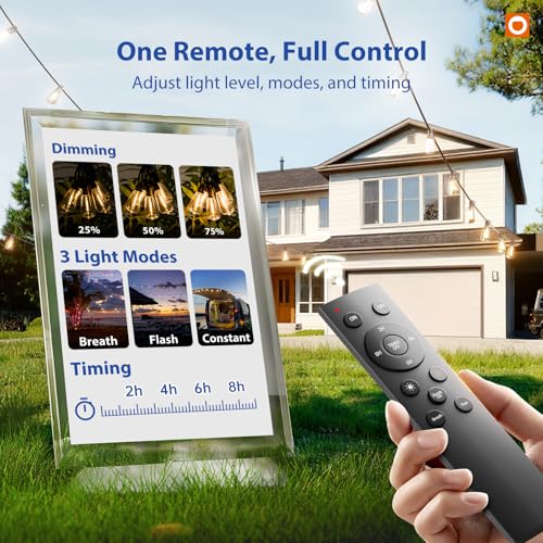 100FT LED Outdoor String Lights with Remote Waterproof Patio Lights with, view 4