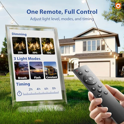 100FT LED Outdoor String Lights with Remote Waterproof Patio Lights with, view 4