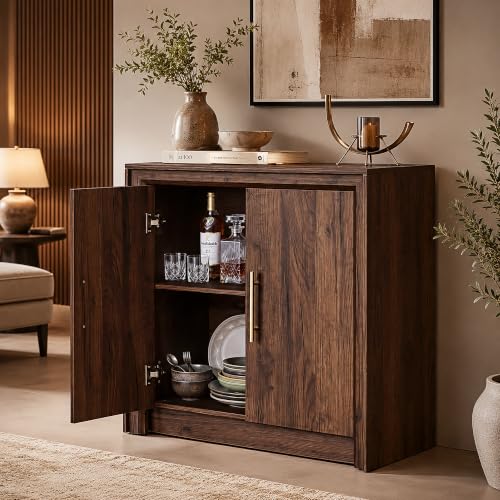 31.5" Sideboard Buffet Cabinet, Beveled Profile Design, Walnut, view 7