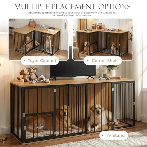 Large Double Dog Crate Furniture, Dark, view 7