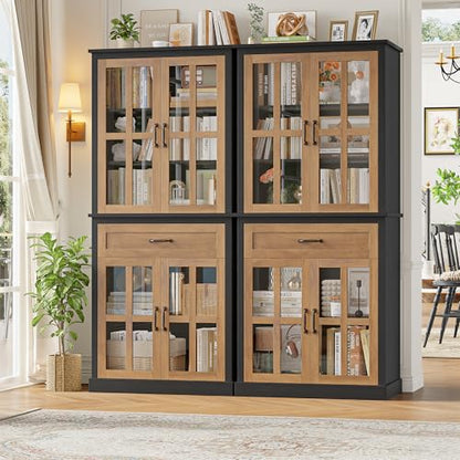 71'' Tall Kitchen Cabinet with Glass Doors and Drawer, view 4