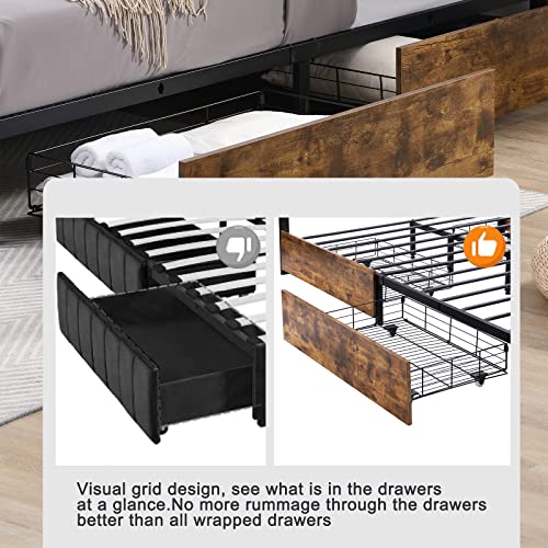 King Size Bed Frame with 4 Storage Drawers, view 7