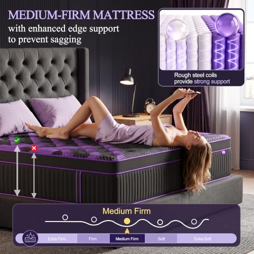 Queen Mattress 14 Inch, Medium Firm Hybrid Mattress, Undisturbed Sleep, view 4