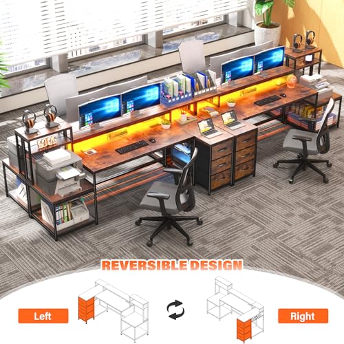EnHomee71 L Shaped Computer Desk with Drawers,Printer Shelf for Home Office, view 5