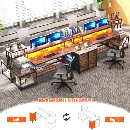 EnHomee71 L Shaped Computer Desk with Drawers,Printer Shelf for Home Office, view 5