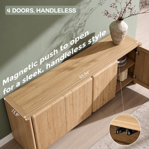 Modern TV Stand for TVs up to 65/70/75, Rounded Corner, Natural, view 6