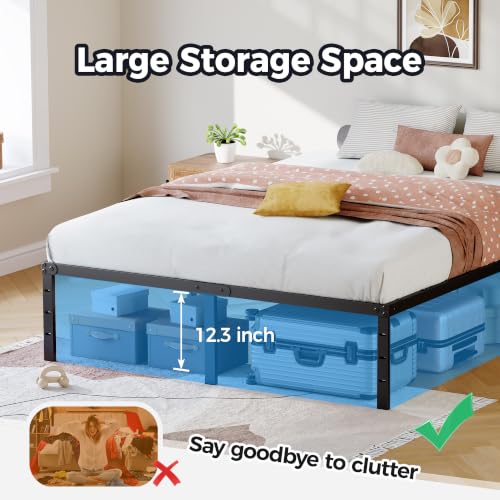 Full Bed Frame, 14 Inch Heavy Duty Metal Platform Bed Frame, view 6