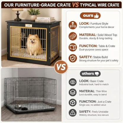 Dog Crate Furniture for Small/Medium Dog 28'' Wooden Dog Crate Indoor, view 7