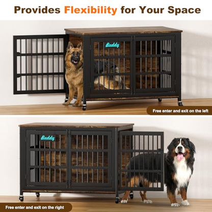 46"/42"/33" XXL Heavy Duty Dog Crate Furniture with Casters, view 6