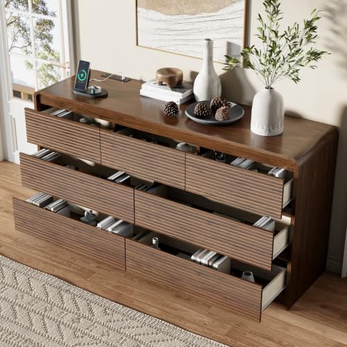 7 Drawer Dresser for Bedroom, 55"Chest of Drawer with Power Outlet, view 6