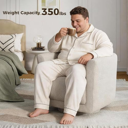 Swivel Accent Chair, 360° Barrel Chair with Solid Wood Frame & Removable Ergonomic Support Back Cushion, Fully Assembled Chenille Armchair for Living Room & Bedroom, Linen