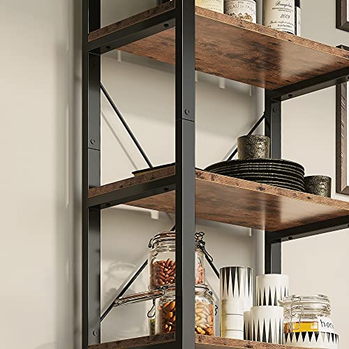 Bookshelf, 5-Tier Book Shelf, 110 lbs/Shelf Vintage Industrial Style Bookshelves for Living Room and Home Office, Vintage Brown