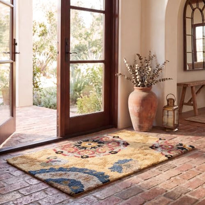SAFAVIEH Blossom Collection Accent Rug, 2'3" x 4', Gold & Multi, Handmade Wool, view 2
