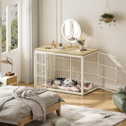 54" Dog Crate Furniture with Foldable Door, Natural Beech, view 6