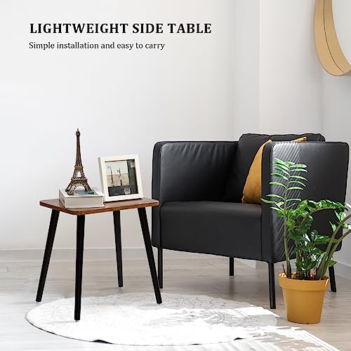 Short Side Table, Small Wood End Table Living Room, Mini Bed Side Table Modern Accent Nightstand with Solid Wood for Bedroom Office Small Spaces, Rustic Brown