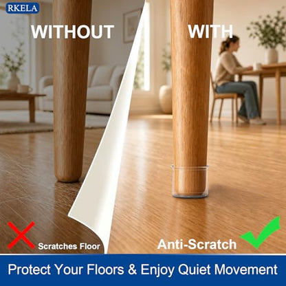 Chair Leg Floor Protectors, 24 Pack Round Furniture Pads for Hardwood Floors, Silicone Chair Leg Caps with Felt Pads, Anti-Scratch Reduce Noise, Fit (1-5/16" to 2")