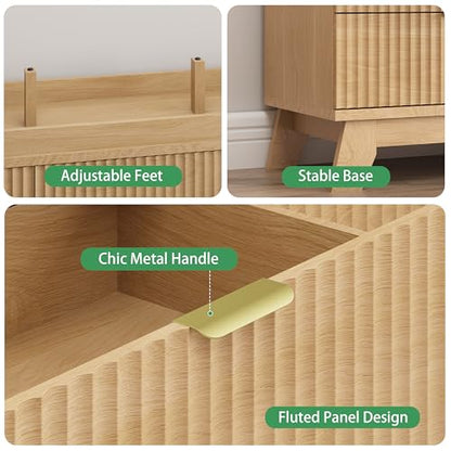Fluted Dresser for Bedroom with 9 Drawers, view 7