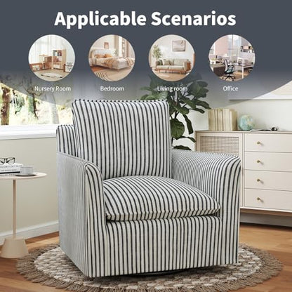 Swivel Accent Square Chair with Thick Padded Backrest Cushion, Swivel Reading Chair for Living Room Bedroom Small Spaces, Blue