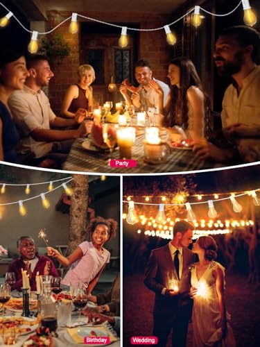 Outdoor String Lights 75FT Waterproof Patio Lights with 38 Shatterproof Dimmable Edison LED Bulbs,Connectable Outdoor Lighting for Backyard,Garden and Wedding Outside, 2200K White Cord