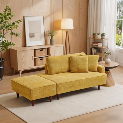 Left Facing Boucle Upholstered Chaise Lounge with Ottoman Set, view 2