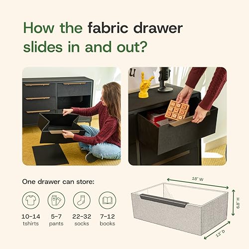 Naima Premium Fabric Dresser, Strong Metal Frame, view 4