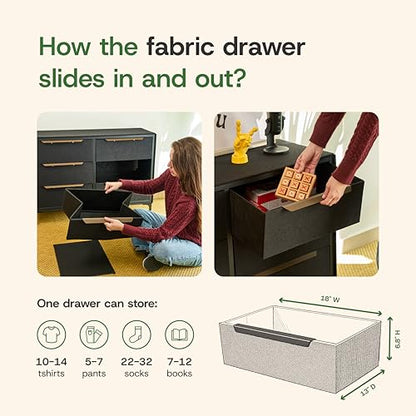 Naima Premium Fabric Dresser, Strong Metal Frame, view 4
