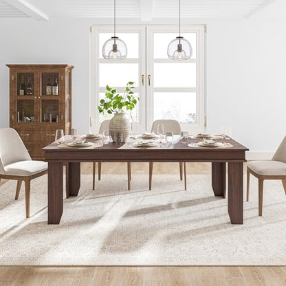 Farmhouse Dining Table for 6-8 People, 71 in Long Kitchen Tables with Wooden Sturdy Frame, 6 ft Large Rectangular Dinner Table for Dining Room, Kitchen (Brown, 71" Non-extendable)