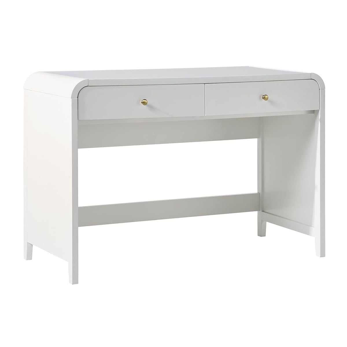 Zoey Modern Curve Design Writing Desk with Drawer, 45 Inch, White