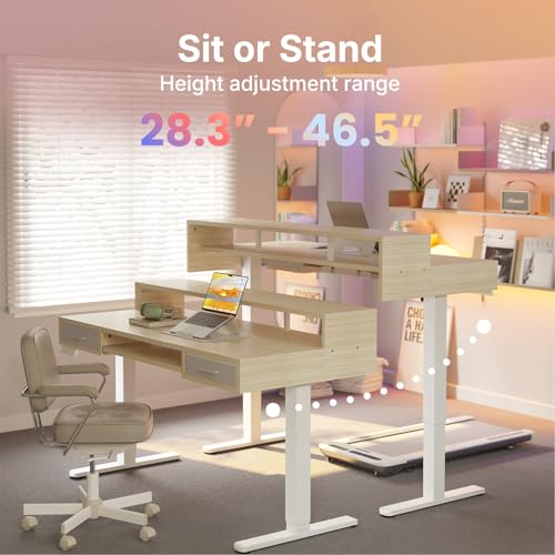 55″ x 26″ Electric Standing Desk with 2 Drawers &24.4″ Large Keyboard Tray, view 7