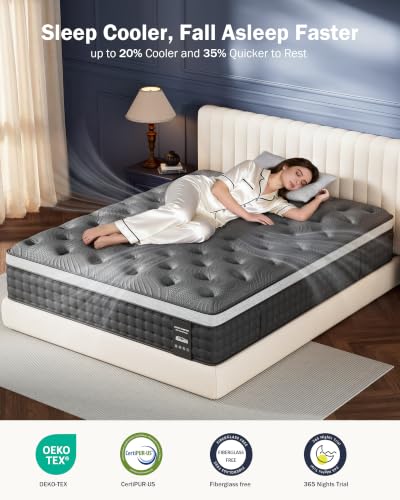 Firm Queen Mattress 12 inch,Luxury Cooling Hybrid Queen Mattress in a Box, view 5