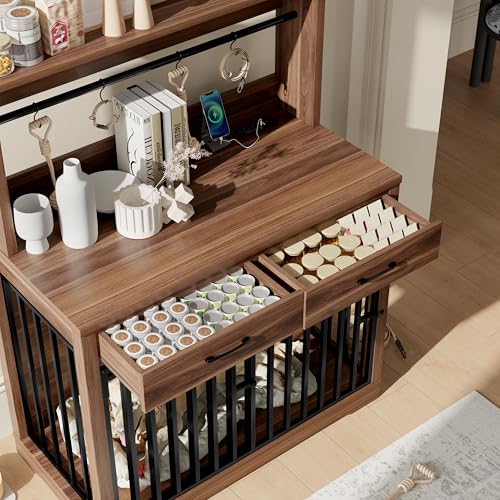 38" Dog Crate Furniture with 2 Storage Drawers and Shelves, view 8