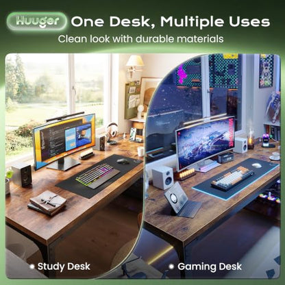 63'' x 23.6'' Computer Desk with Power Outlets, 0.95'' Thick Desktop, view 4