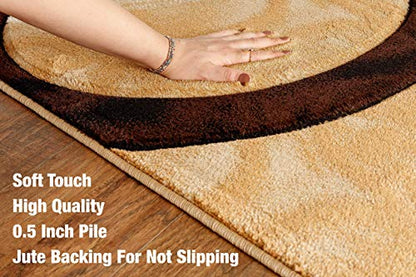 Area Rug 2x3 Brown Door Mat Modern Circles Soft Contemporary Floor Carpet Fluffy Texture for Indoor Living Dining Room and Bedroom Area