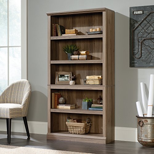 5 Tier Book Shelf Wooden Bookcase Multipurpose Bookshelf for Home Office, Living Room, in Salt Oak finish