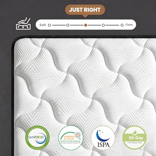 Twin Size Mattress 10 Inch, Medium Firm Hybrid Twin Mattress in a Box, view 3