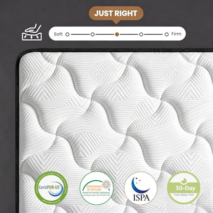 Twin Size Mattress 10 Inch, Medium Firm Hybrid Twin Mattress in a Box, view 3