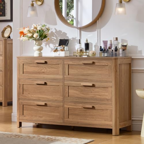 Farmhouse 6 Drawer Dresser for Bedroom, Brown, view 5