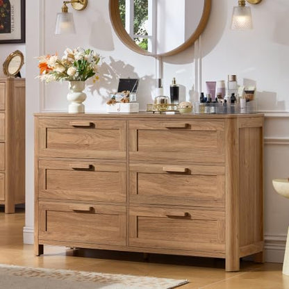 Farmhouse 6 Drawer Dresser for Bedroom, Brown, view 5