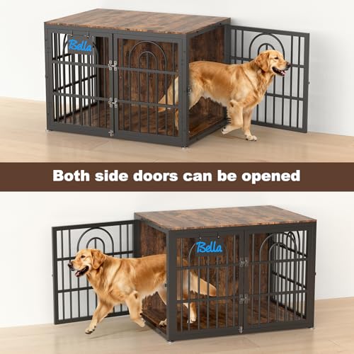 32 Inch Antique Walnut Dog Crate Furniture, view 3