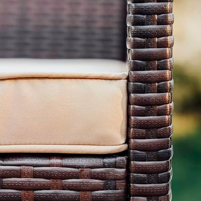 Wicker Patio Furniture Set - 3 Piece Bistro Table and Chairs Set of 2, Front Porch Furniture Set, Patio Chairs Set of 2, Outdoor Patio Set, Patio Conversation Sets (Brown/Beige)