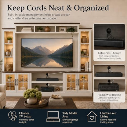 White Farmhouse TV Stand, Entertainment Center, view 6